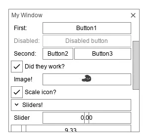 Several controls shown in a panel with the flat light style preset