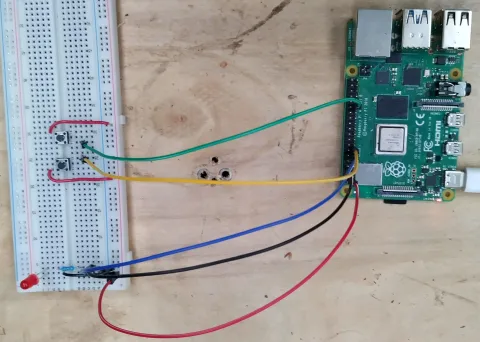 Photograph of a circuit for using button presses to modify PWM.