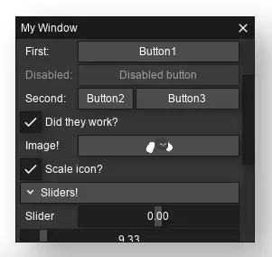 Several controls shown in a panel with the shaded dark style preset.