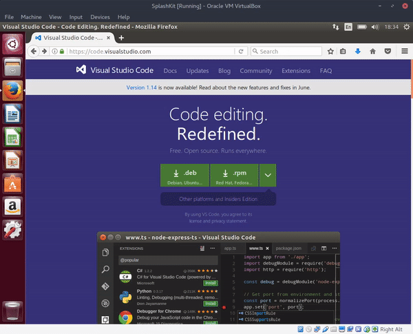 Downloading Visual Studio Code for Ubuntu