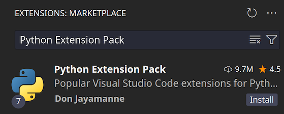 Adding Python extensions in Visual Studio Code